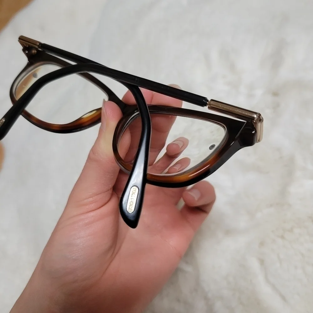Tom Ford Glasses Frames Slight Rounded Square Optical Frame Black Brown